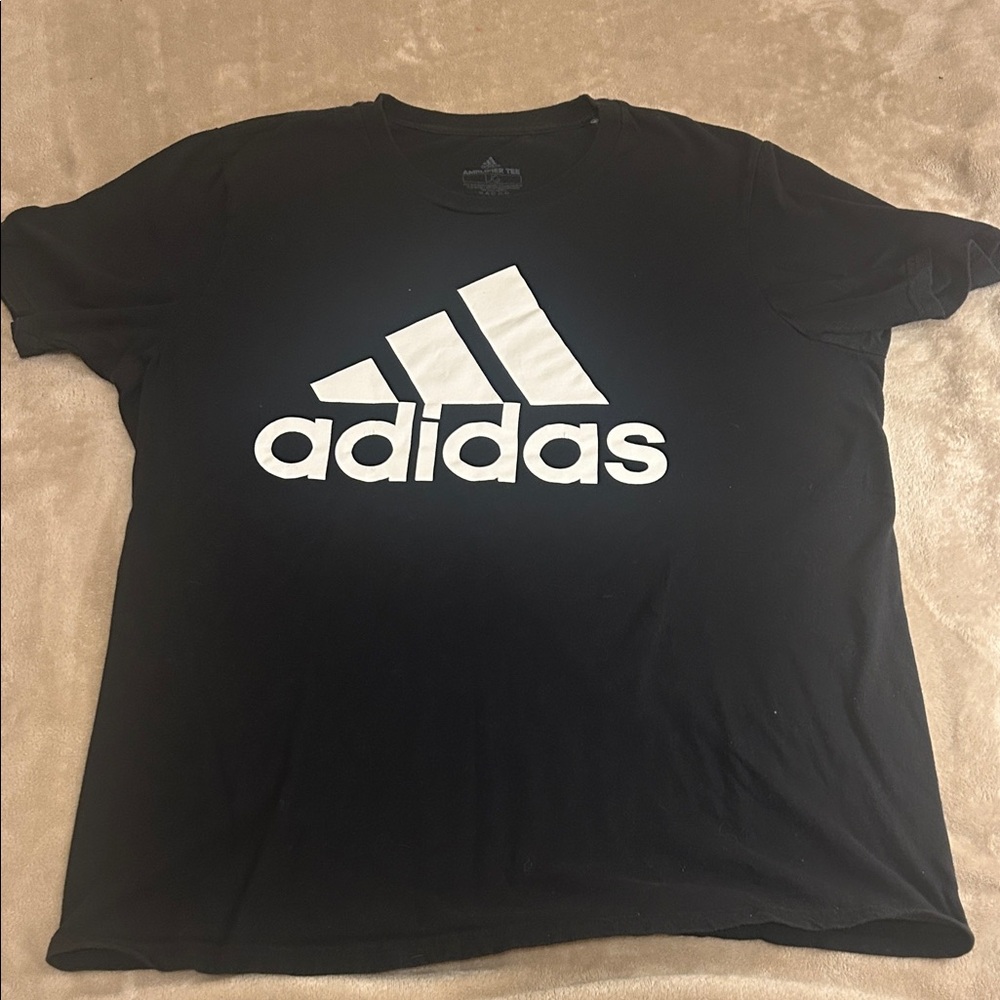 Adidas Men's Black Tee with White Logo